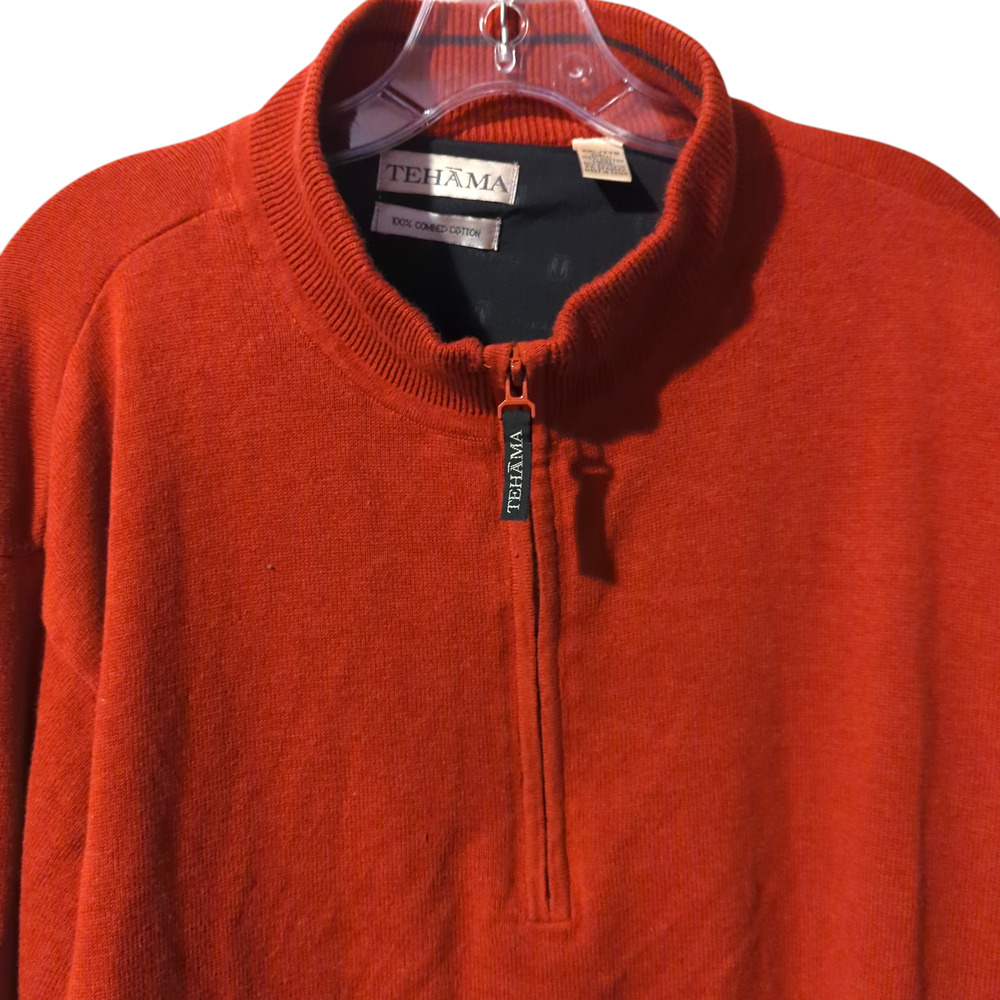 TEHAMA Burgundy Golf 1/4 Zip Sweater Windbreaker Lined Wind Shirt Men's XXL - Picture 3 of 7